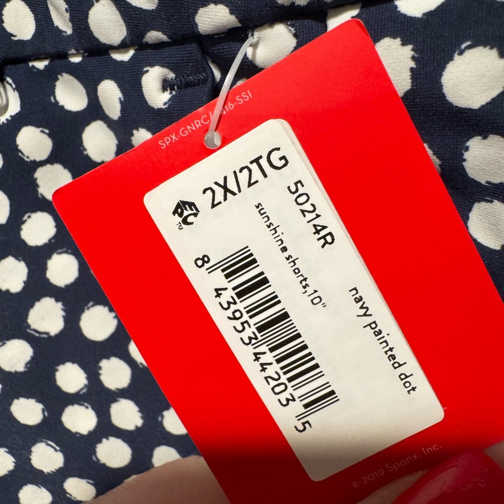 SPANX Navy Painted Dot Shorts - Picture 2 of 4